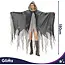 Glimz Zwarte spookcape 180 cm met capuchon en rafelige afwerking voor Halloween en themafeest