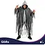 Glimz Zwarte spookcape 180 cm met capuchon en rafelige afwerking voor Halloween en themafeest