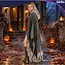 Glimz Zwarte spookcape 180 cm met capuchon en rafelige afwerking voor Halloween en themafeest