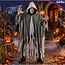 Glimz Zwarte spookcape 180 cm met capuchon en rafelige afwerking voor Halloween en themafeest