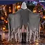 Glimz Zwarte spookcape 180 cm met capuchon en rafelige afwerking voor Halloween en themafeest