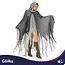 Glimz Zwarte spookcape 180 cm met capuchon en rafelige afwerking voor Halloween en themafeest