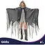 Glimz Zwarte spookcape 180 cm met capuchon en rafelige afwerking voor Halloween en themafeest