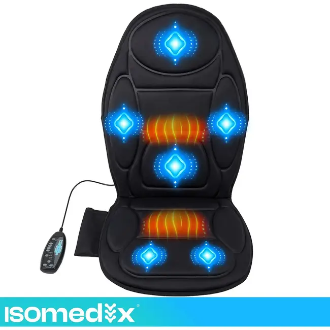 Isomedix Massagemat met verwarming voor stoel - 6 motoren, 5 programma's, 3 standen en 60 min timer