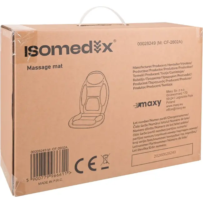Isomedix Massagemat met verwarming voor stoel - 6 motoren, 5 programma's, 3 standen en 60 min timer