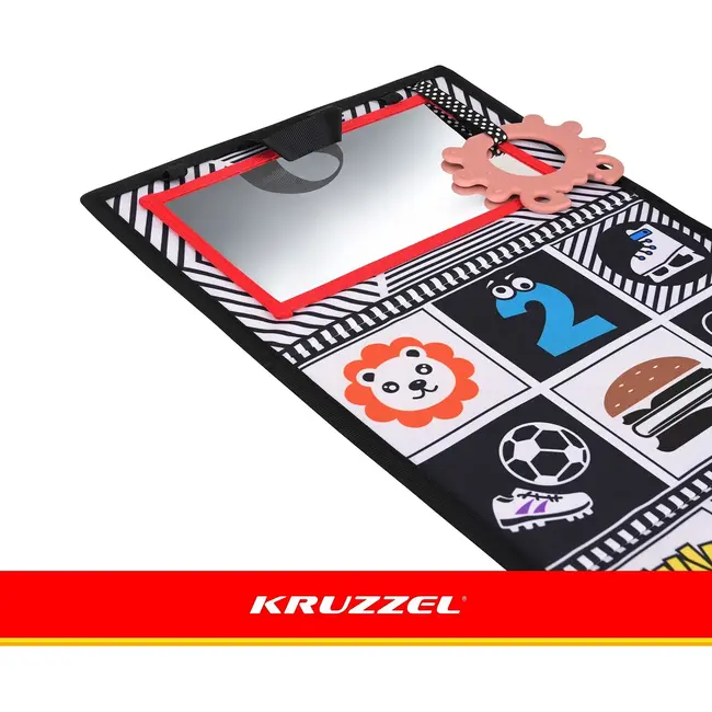 Kruzzel Sensorisch babyboekje 0+ met spiegel, bijtring, contrastpatronen en uitklapbaar ontwerp