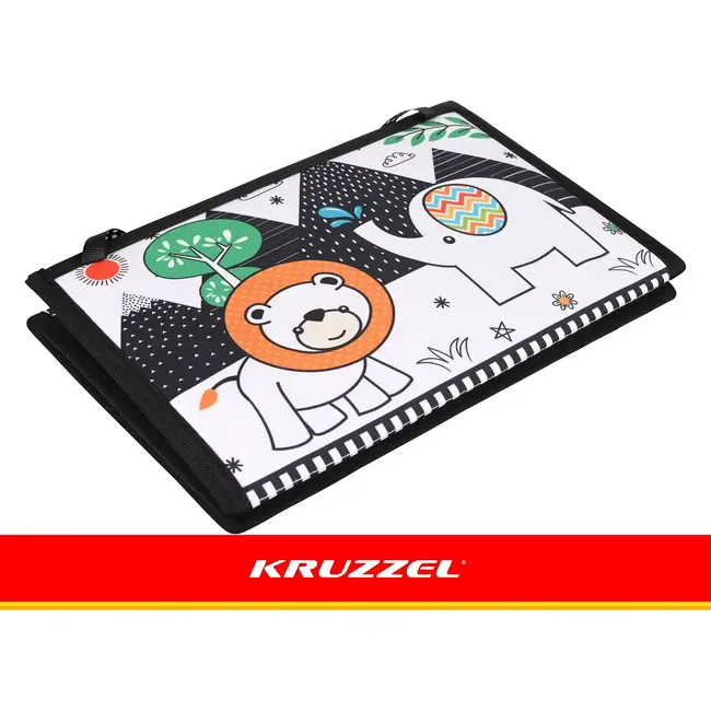 Kruzzel Sensorisch babyboekje 0+ met spiegel, bijtring, contrastpatronen en uitklapbaar ontwerp