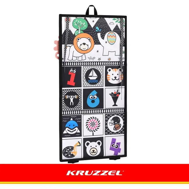 Kruzzel Sensorisch babyboekje 0+ met spiegel, bijtring, contrastpatronen en uitklapbaar ontwerp