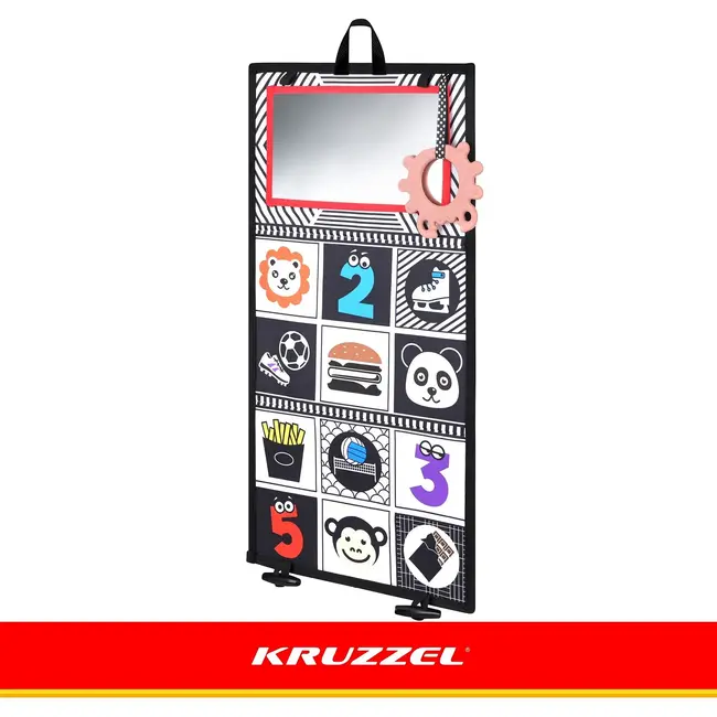 Kruzzel Sensorisch babyboekje 0+ met spiegel, bijtring, contrastpatronen en uitklapbaar ontwerp