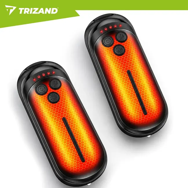 Trizand Elektrische handverwarmer set van 2 met 3000 mAh accu, 5 warmtestanden en USB-C opladen