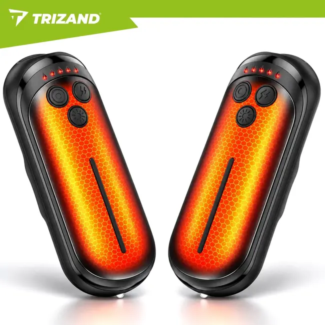 Trizand Elektrische handverwarmer set van 2 met 3000 mAh accu, 5 warmtestanden en USB-C opladen