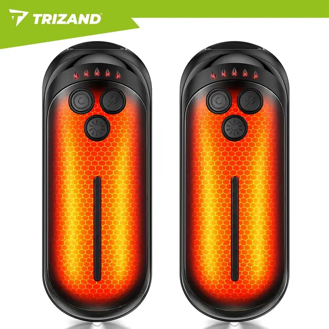 Trizand Elektrische handverwarmer set van 2 met 3000 mAh accu, 5 warmtestanden en USB-C opladen