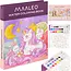 Maaleo Waterkleurboek eenhoorn met 24 vellen, 12 aquarelkleuren en waterpenseel voor kinderen