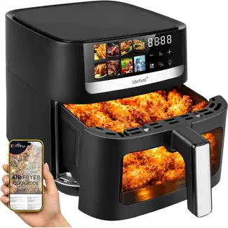 Zortiva Airfryer 8 liter met 8 programma's, 1800 W, LED-touchpaneel, kijkvenster en 80-200 °C