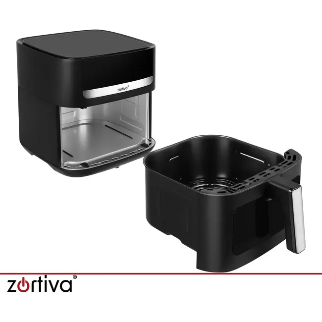Zortiva Airfryer 8 liter met 8 programma's, 1800 W, LED-touchpaneel, kijkvenster en 80-200 °C