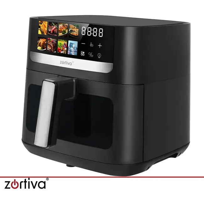 Zortiva Airfryer 8 liter met 8 programma's, 1800 W, LED-touchpaneel, kijkvenster en 80-200 °C