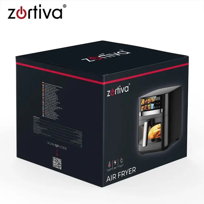 Zortiva Airfryer 8 liter met 8 programma's, 1800 W, LED-touchpaneel, kijkvenster en 80-200 °C