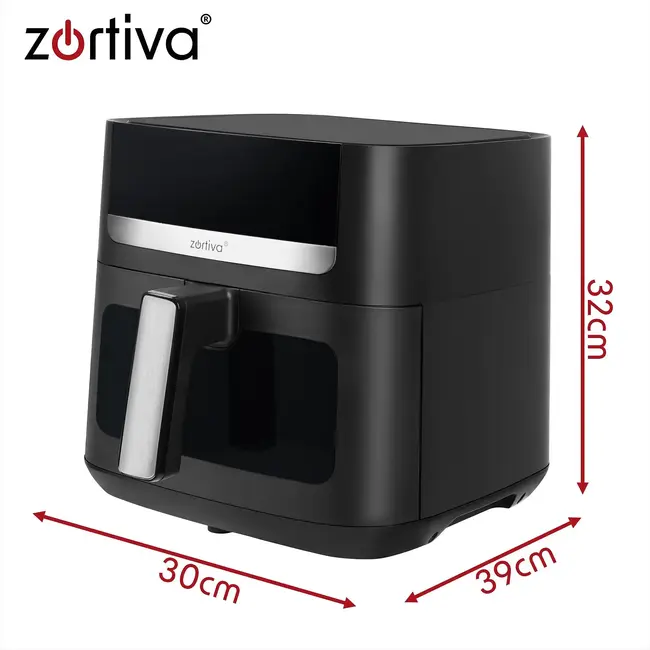 Zortiva Airfryer 8 liter met 8 programma's, 1800 W, LED-touchpaneel, kijkvenster en 80-200 °C