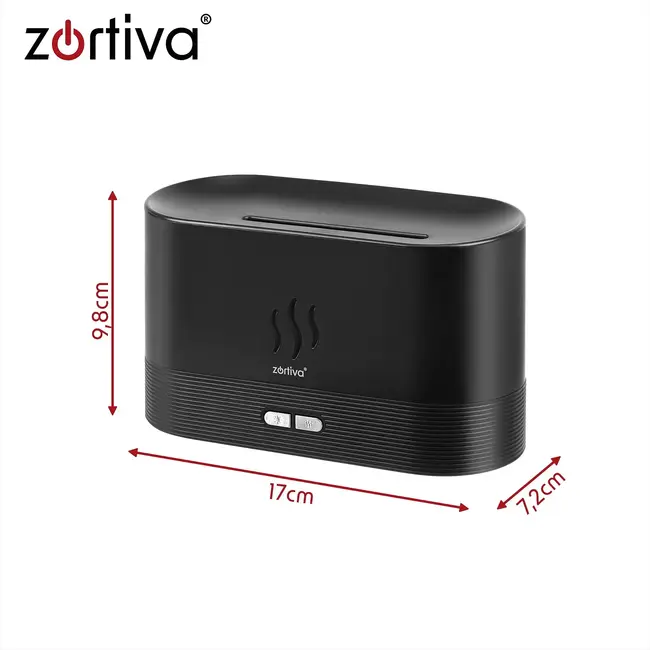 Zortiva Geurverspreider luchtbevochtiger 180 ml met RGB-vlameffect