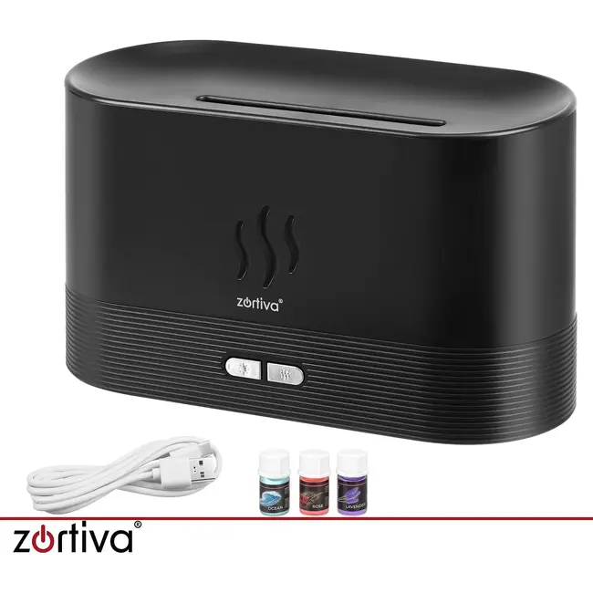 Zortiva Geurverspreider luchtbevochtiger 180 ml met RGB-vlameffect