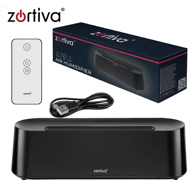 Zortiva Geurverspreider luchtbevochtiger 250 ml met timer, afstandsbediening en LED-vlameffect