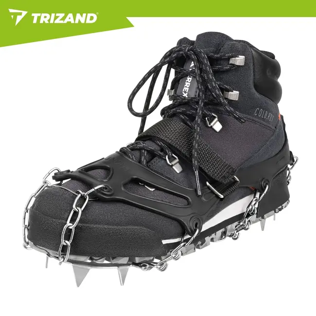 Trizand Schoenspikes XL 44-47 met 12 roestvrijstalen spikes, veiligheidsriemen en opbergetui