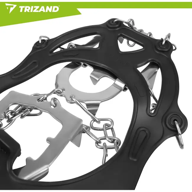 Trizand Schoenspikes XL 44-47 met 12 roestvrijstalen spikes, veiligheidsriemen en opbergetui