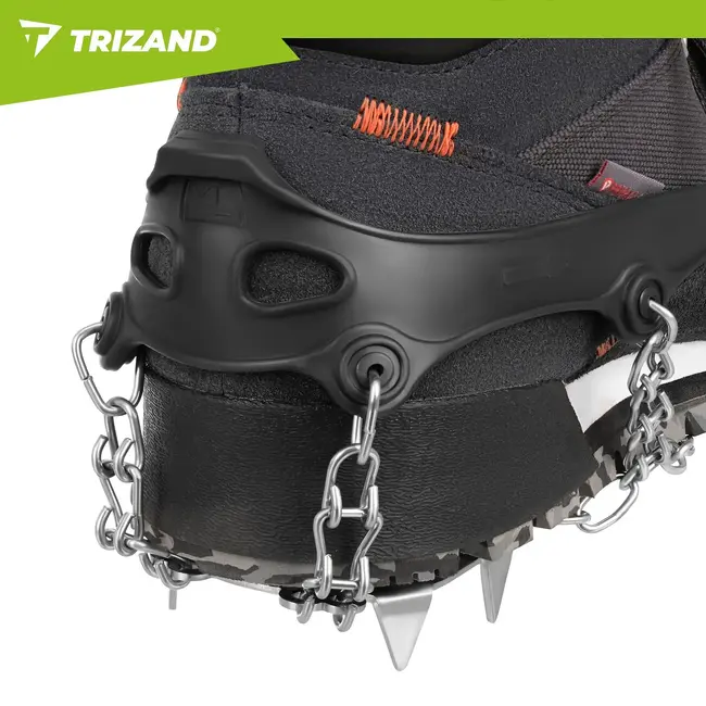 Trizand Schoenspikes XL 44-47 met 12 roestvrijstalen spikes, veiligheidsriemen en opbergetui