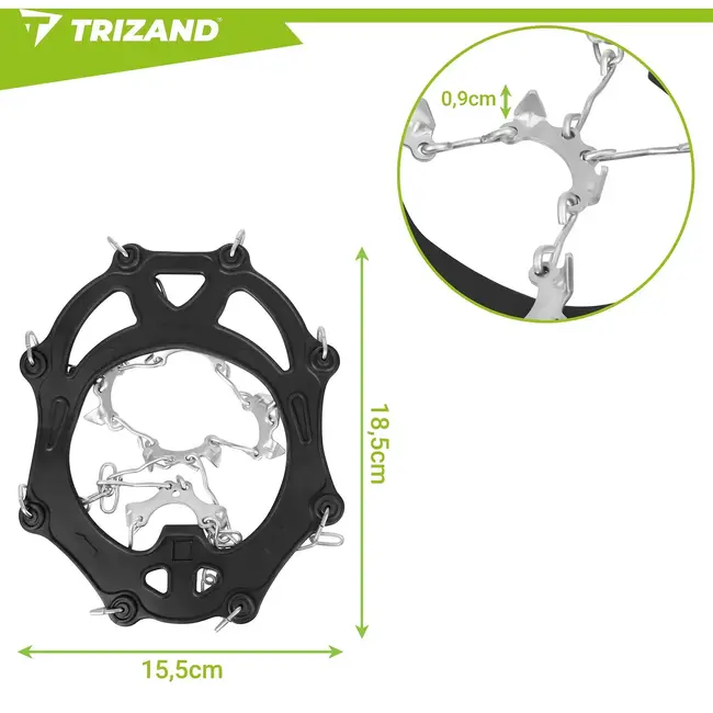 Trizand Schoenspikes XL 44-47 met 20 spikes van 9 mm voor sneeuw, ijs en winterse wandelingen