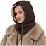 Glimz Wintercapuchon bruin 3-in-1 met 30% wol, nekwarmer en verstelbare koorden voor dames in winter