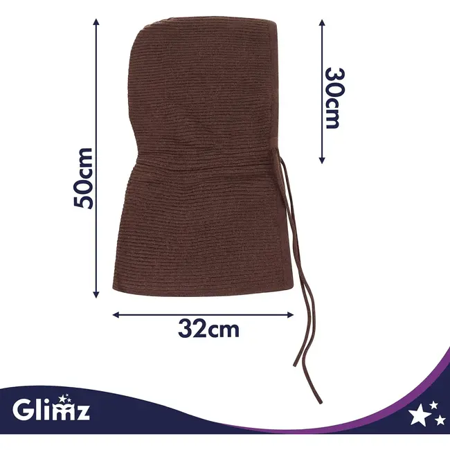 Glimz Wintercapuchon bruin 3-in-1 met 30% wol, nekwarmer en verstelbare koorden voor dames in winter