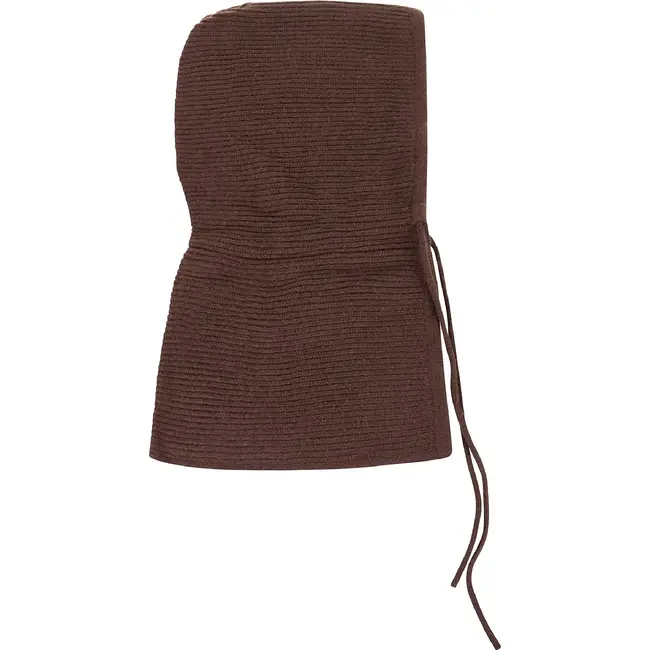Glimz Wintercapuchon bruin 3-in-1 met 30% wol, nekwarmer en verstelbare koorden voor dames in winter