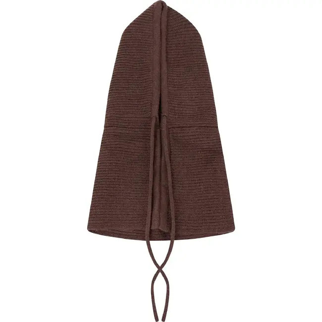 Glimz Wintercapuchon bruin 3-in-1 met 30% wol, nekwarmer en verstelbare koorden voor dames in winter