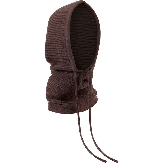 Glimz Wintercapuchon bruin 3-in-1 met 30% wol, nekwarmer en verstelbare koorden voor dames in winter