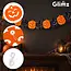 Glimz Halloween slinger pompoen 3 m met grote decoraties van 17 x 17,5 cm voor muur en raam