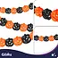Glimz Halloween slinger pompoen 3 m met grote decoraties van 17 x 17,5 cm voor muur en raam