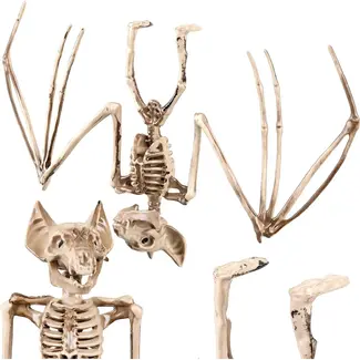 Glimz Vleermuisskelet 30 cm hangdecoratie voor Halloween in botkleur