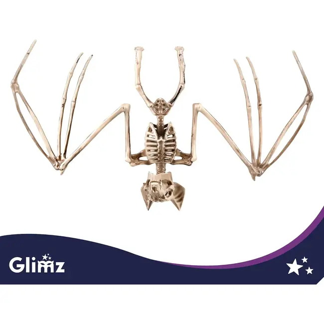 Glimz Vleermuisskelet 30 cm hangdecoratie voor Halloween in botkleur