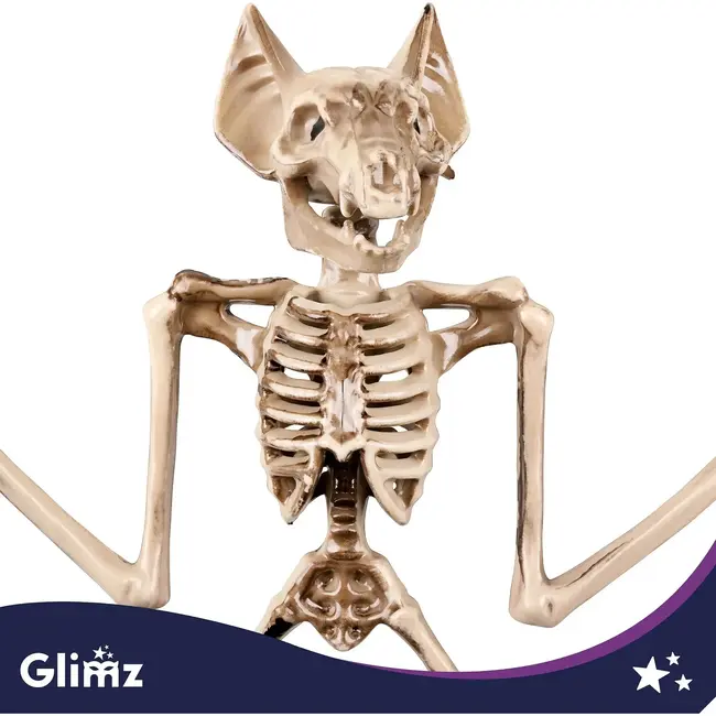 Glimz Vleermuisskelet 30 cm hangdecoratie voor Halloween in botkleur