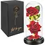 Glimz Roos in glas 22 cm met 2 rode rozen, 20 warme LED-lampjes en elegante zwarte geschenkdoos
