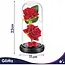 Glimz Roos in glas 22 cm met 2 rode rozen, 20 warme LED-lampjes en elegante zwarte geschenkdoos