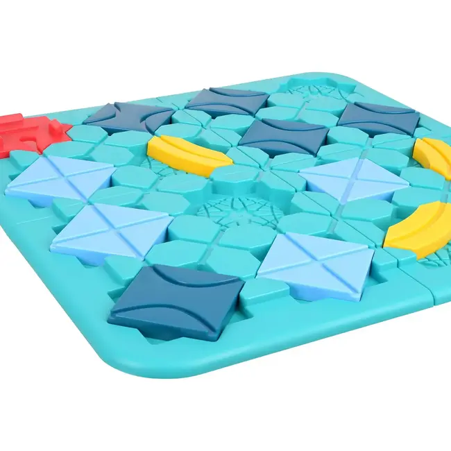 Kruzzel Logicaspel route bouwen 38 x 38 cm met 12 baanblokken, 4 hellingen, voertuig en balletjes