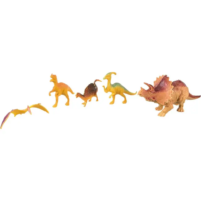 Kruzzel Dinosaurus speelset in rugzak met 5 figuren, vulkaan, eieren, rotsen en planten voor rollenspel