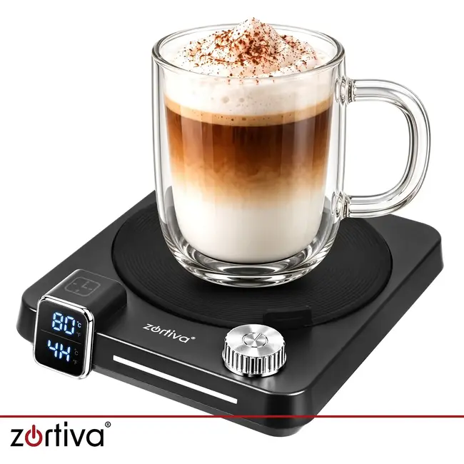 Zortiva Elektrische kopjesverwarmer 40 W met 9 temperatuurstanden, timer en dubbel digitaal display