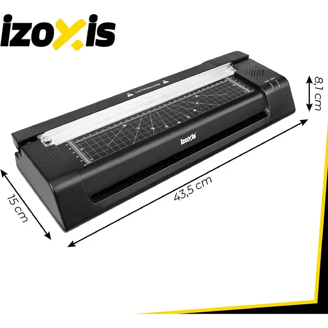 Izoxis A3-lamineermachine 430 W met snijmes, hoekrondmaker, warm en koud lamineren en 110 vellen folie