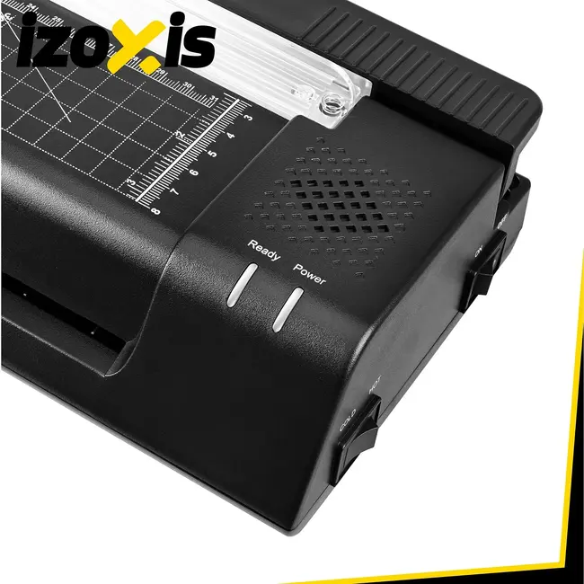 Izoxis A3-lamineermachine 430 W met snijmes, hoekrondmaker, warm en koud lamineren en 110 vellen folie