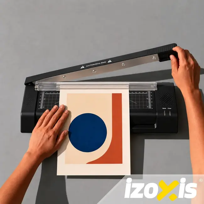 Izoxis A3-lamineermachine 430 W met snijmes, hoekrondmaker, warm en koud lamineren en 110 vellen folie