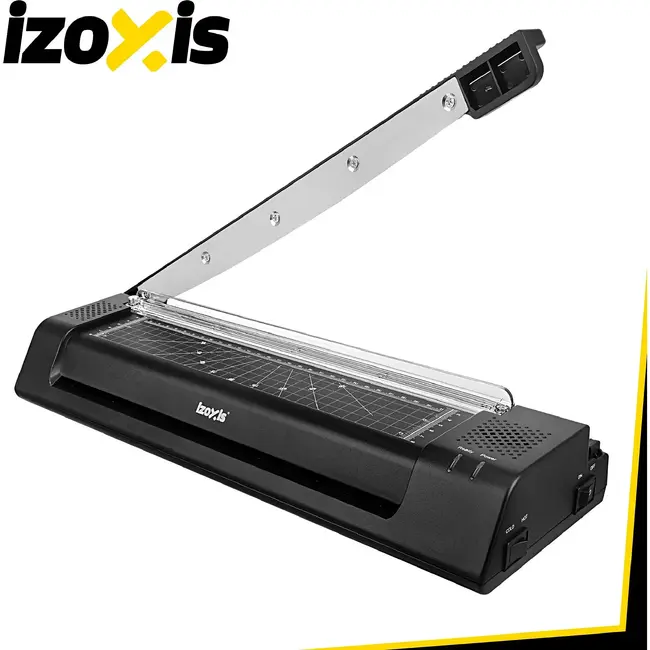 Izoxis A3-lamineermachine 430 W met snijmes, hoekrondmaker, warm en koud lamineren en 110 vellen folie