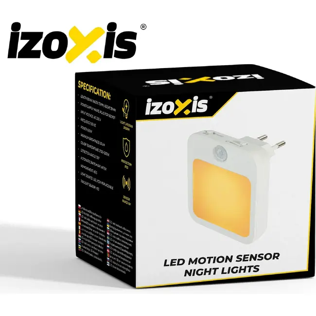 Izoxis LED-nachtlampje met bewegings- en schemersensor - 2 stuks met instelbare helderheid voor binnen