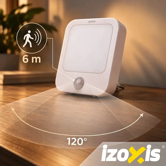 Izoxis LED-nachtlampje met bewegings- en schemersensor - 2 stuks met instelbare helderheid voor binnen